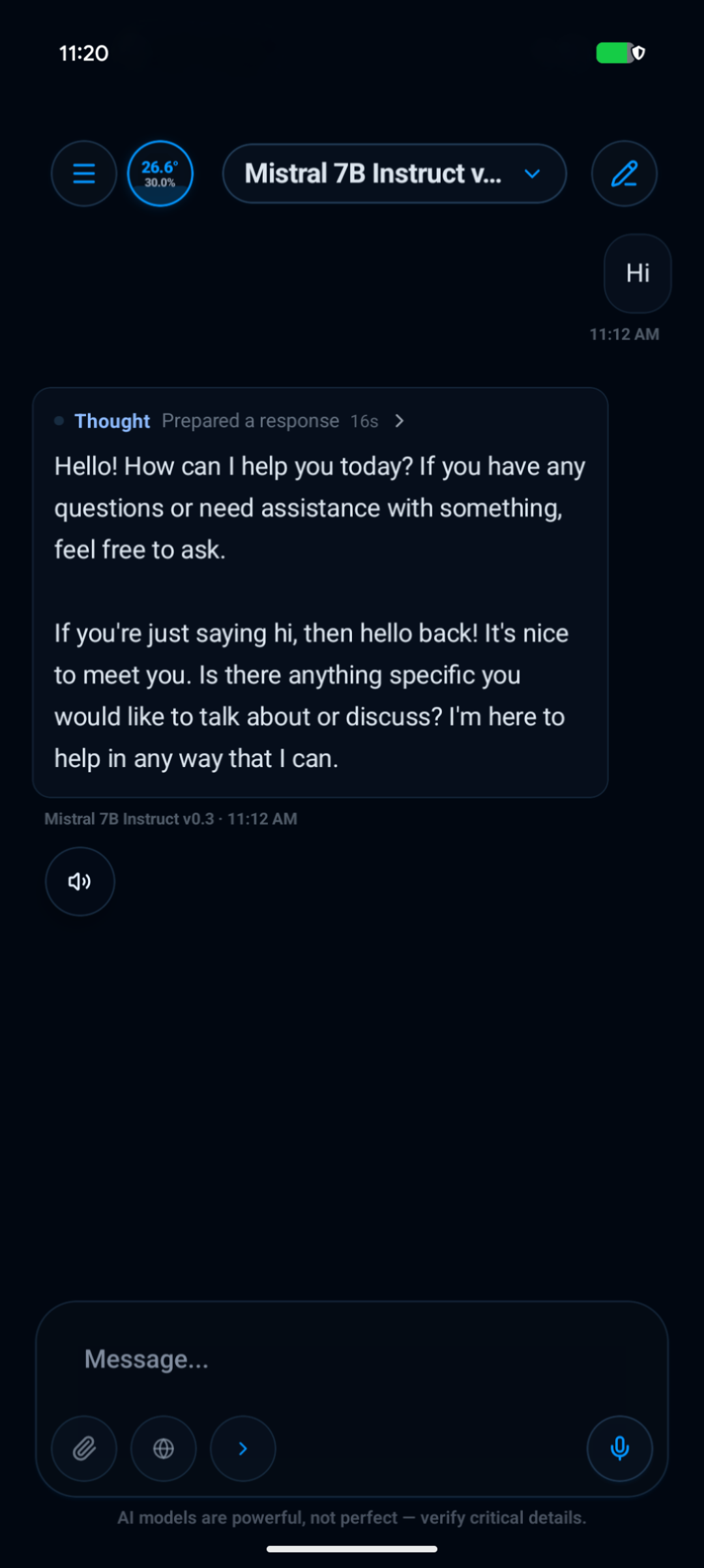 Pixel 9 — local chat screenshot