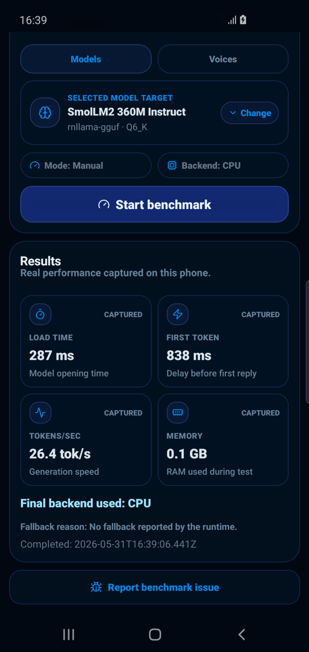 Samsung S10 — Android 9 CPU proof screenshot