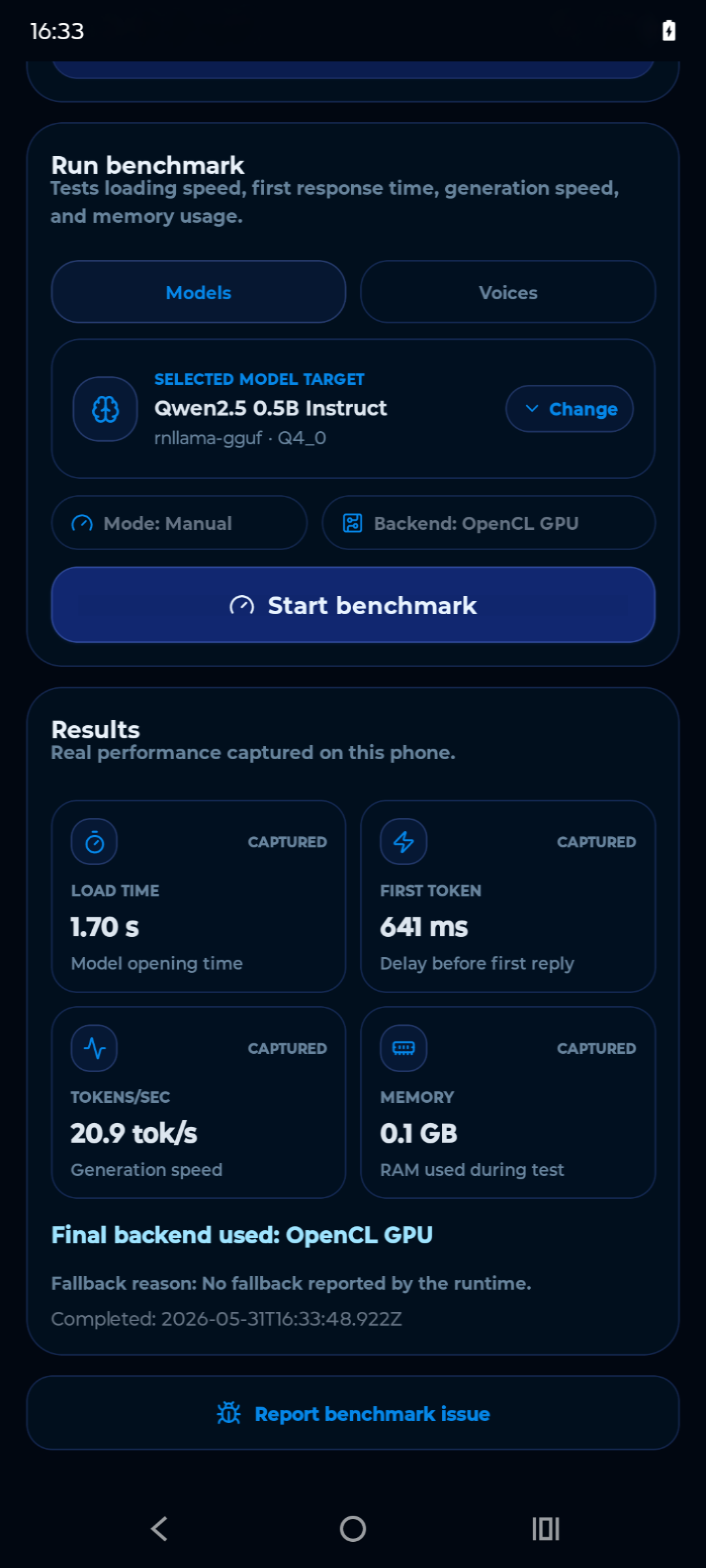 Moto Edge 50 — OpenCL benchmark screenshot