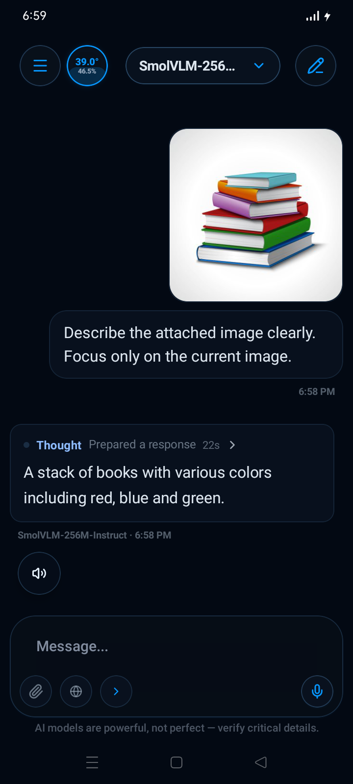 Realme C3 — SmolVLM vision screenshot