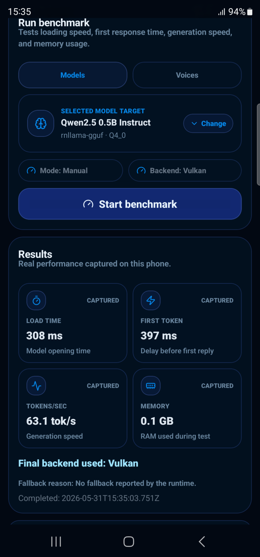 Galaxy S23 Ultra — Vulkan benchmark screenshot
