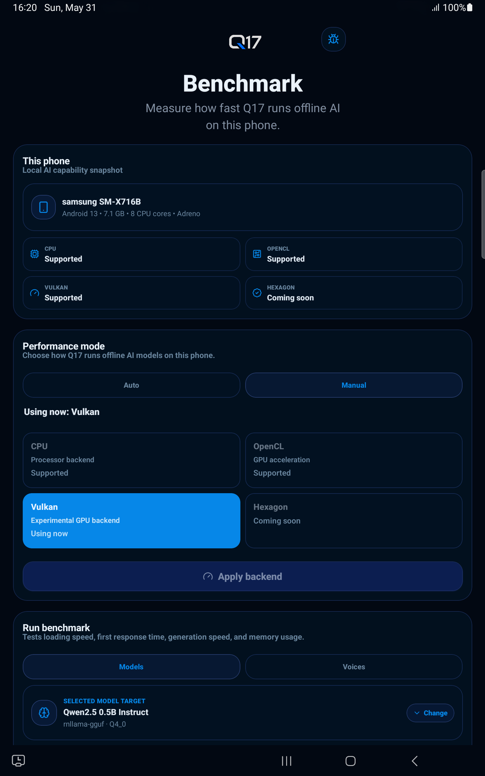 Galaxy Tab S9 — Vulkan benchmark screenshot