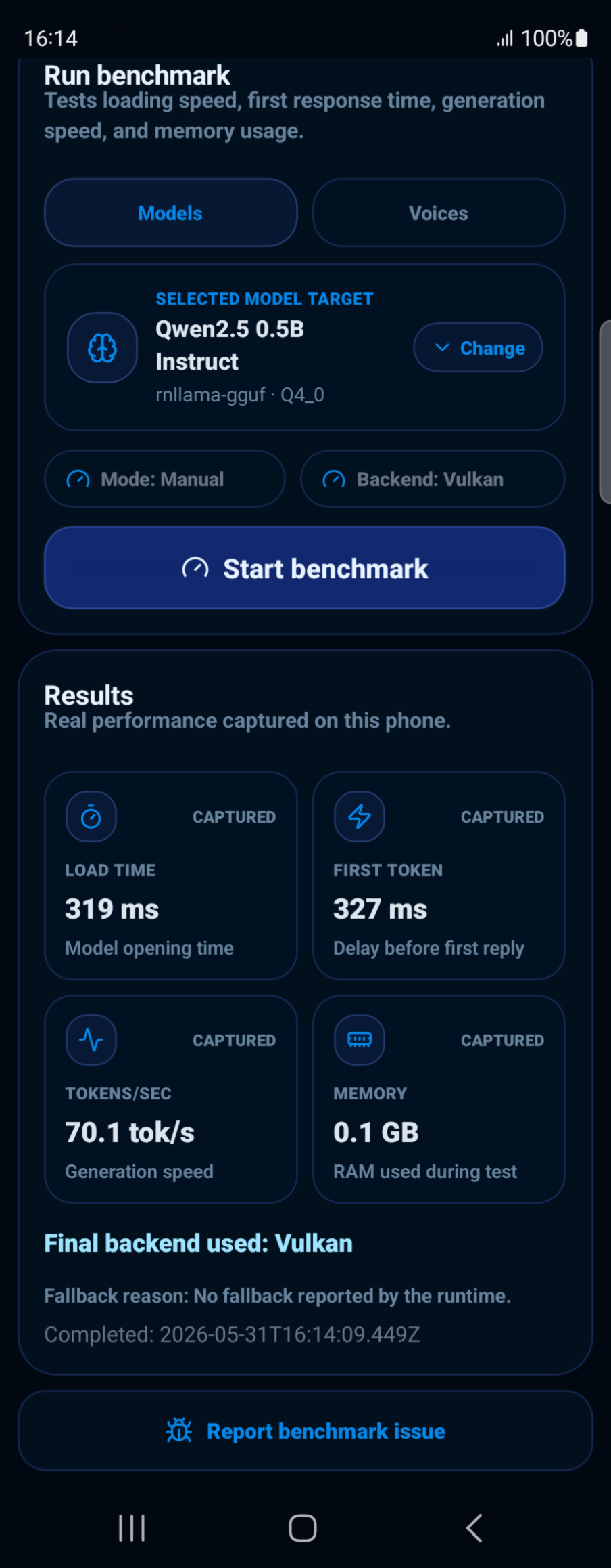 Galaxy Z Fold 5 — Vulkan benchmark screenshot