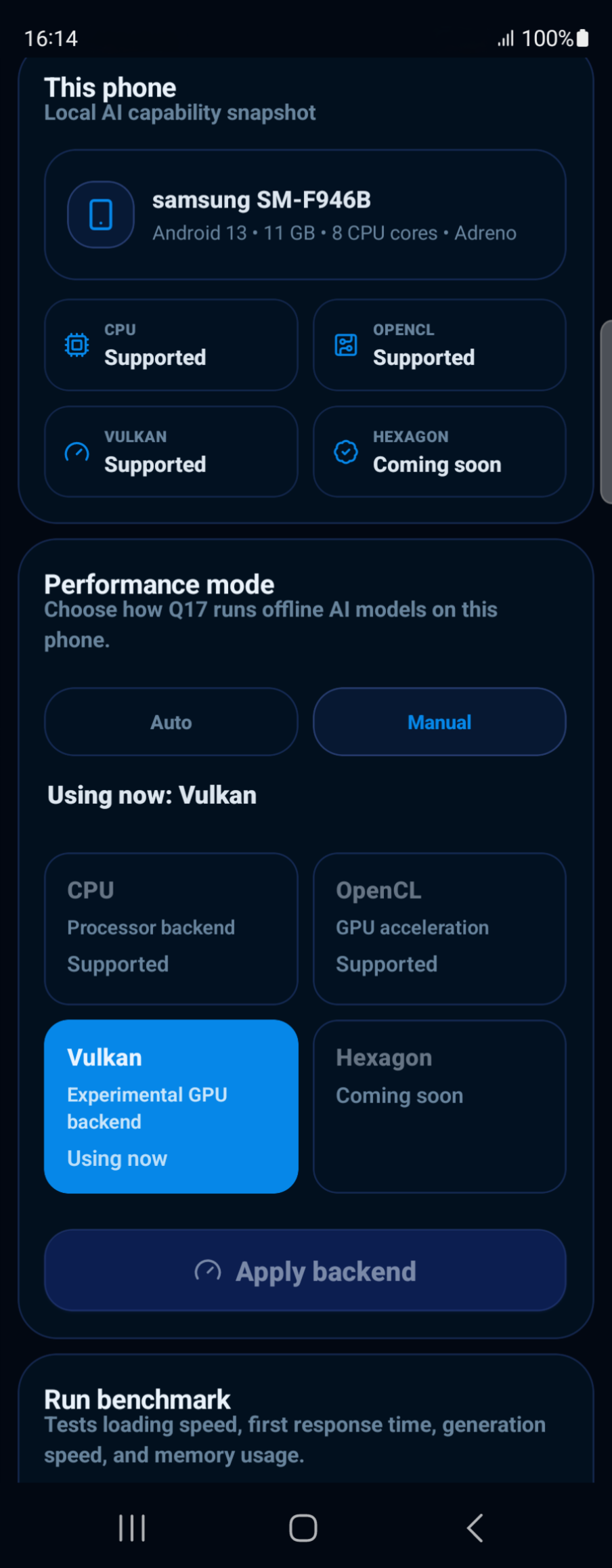 Galaxy Z Fold 5 — Vulkan capability screenshot