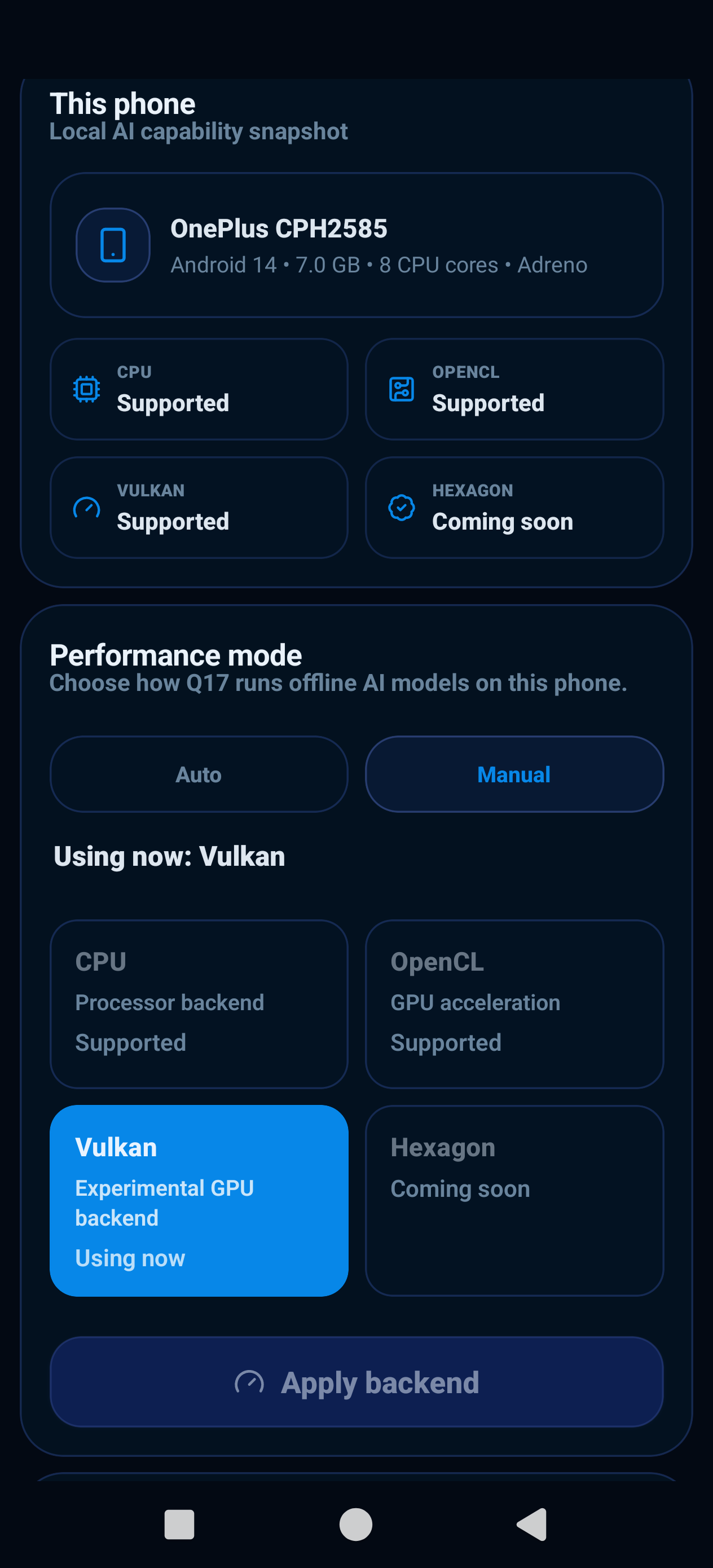 OnePlus 12R — Vulkan capability screenshot